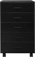 Naomi Home 5-Drawer Under Desk Rolling Storage Cart - Mobile Organizer with Lockable Casters, Black Engineered Wood for Office Dorm Apartment, Scratch-Resistant 15.7 x 15.7 x 26 Inches