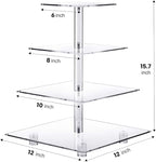 Cupcake Stand – Premium Holder Acrylic Tower Display Cady Bar Party Décor 4 Tier for Pastry + LED Light String Ideal Weddings, Birthday(Colorful light)