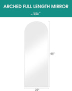 TinyTimes 65''x22'' Arched Full Length Mirror with Stand, Full Body Mirror Full Length Floor Freestanding, Wall Mounted Mirrors for Bedroom Living Room Cloakroom (White)