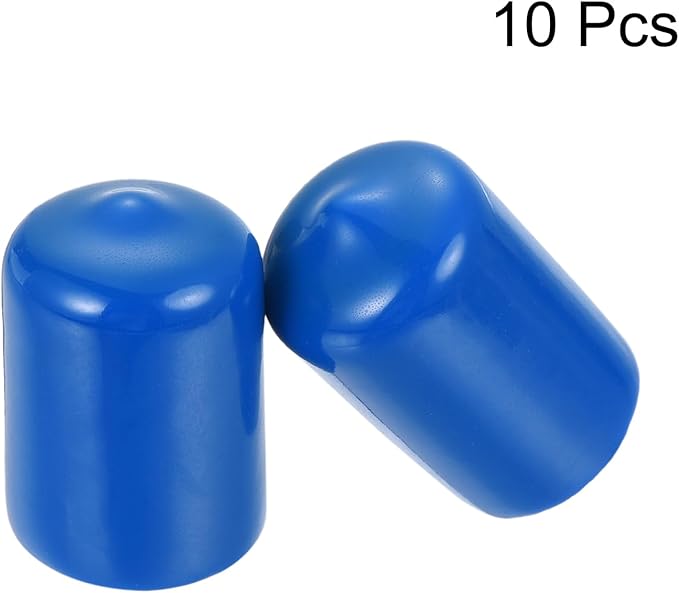 uxcell 10pcs Rubber End Caps 18mm ID Vinyl Round End Cap Cover Screw Thread Protectors Blue