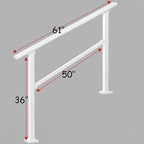 Metty Metal Handrails for Outdoor Steps Suitable for 1 to 5 Steps- Wrought Iron Stair Railing- Step Steady with 5 Feet Handrailing- Safe Indoor Home Banisters (White-Straight, 5 Step)