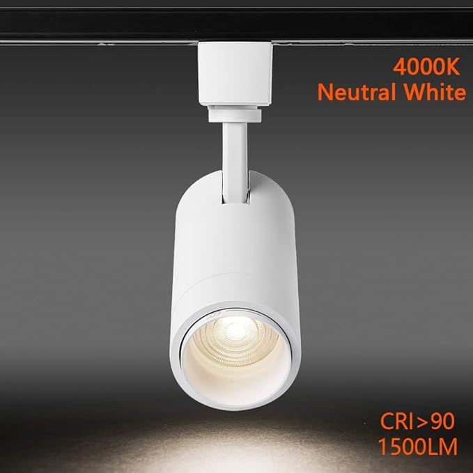 EAGLOD 15W LED H Track Lighting Heads,Focusing Track Light Head for Accent Retail Artwork, Linear Track Light H Type -4000K Daylight 120V Beam Angle 15 to 60 Degrees Halo Type 6 Pack (White)