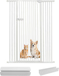 Lumizone Extra Tall Cat Gate 55.12" High Pressure Mounted Extra Wide 2025 New (17 Sizes) 1.37" Gap No Drilling Auto-Close One-Handed Operation Tall Pet Gate for Dogs(White, 55.12" H x 29.92"-46.64" W)