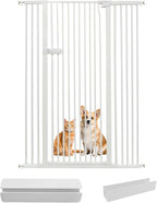 Lumizone Extra Tall Cat Gate 55.12" High Pressure Mounted Extra Wide 2025 New (17 Sizes) 1.37" Gap No Drilling Auto-Close One-Handed Operation Tall Pet Gate for Dogs(White, 55.12" H x 29.92"-46.64" W)