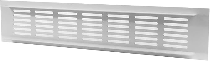 Vent Systems 11.81 x 2.36 (Outer Size) Air Supply Ventilation Grille - White Aluminum Rectangle Intake/Exhaust Door Vent Deflector - HVAC for Home Improvement Floor, Wall Duct Cover