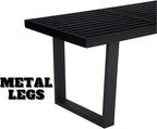 55" Black Solid Wood Entryway Bench, Modern Nelson End of Bed Bench for Bedroom w/Metal Legs, Dining Bench Long Ottoman for Front Entryway Living Room Dining Room Kitchen
