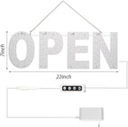 LED Open Sign for Business,22"x7" Dimmable Brightness Large Electric Light Up Sign, Hanging Installation for Store Restaurant Office Bar Hotel Salon (warm white)