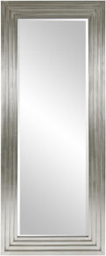 Howard Elliott Nickel Tall Delano Mirror, Large Self Standing Full Length Rectangular Mirror with Stepped Levels, 34 x 82 Inch