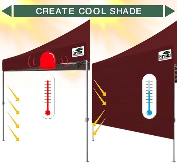 Eurmax USA 10ft Instant Canopy SunWall Canopy Tent Sidewall for Pop Up Canopy Tent,1 Pack Removable Sidewall Only(Burgundy)