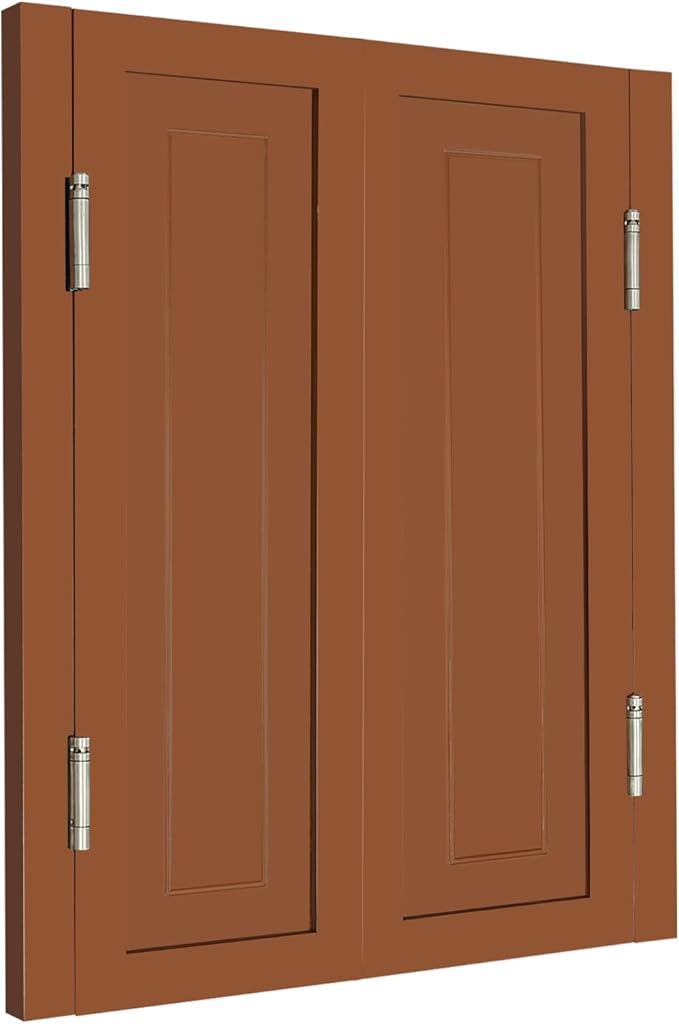 Solid Wood Interior Swing Door with Metal Hinges - Swinging Cafe Doors for Kitchen, Stairs, Bedroom Entrance & Partition (Brown, 27.56"X35.43")