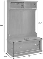Pemberly Row Tall Entryway Hall Tree with Storage Bench in Distressed Black