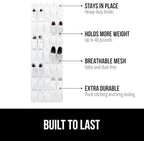 GORILLA GRIP Over the Door Shoe Organizer, 35 Large Breathable Mesh Pockets, Space Saving Hanging Storage Holder, 5 Hook Closet Rack Hanger, Hangs on Closets for Shoes, Accessories 68.5H x 24.5W White
