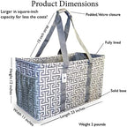 Extra Large Reusable Grocery Tote, premium quality canvas, stands upright & collapses, sturdy base, waterproof for beach/pool towels, storage, picnicking, tailgating, sport equipment, Max Logo