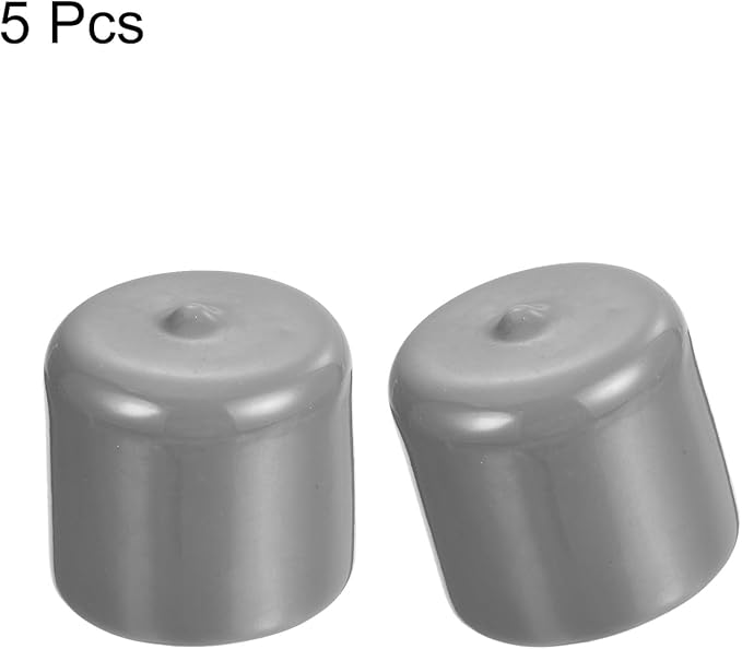 uxcell 5pcs Rubber End Caps Protective Caps 34mm ID Vinyl PVC Round Tube Bolt Cap Cover Screw Thread Protectors Light Gray
