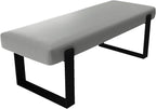 VANT Upholstered Bed Bench - Vintage Leather Light Grey - Matte Black - Contemporary Modern, Bedroom Bench Seat, Hallway, or Entryway