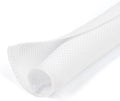 3/4 inch Split Braided Cable Management Sleeve for USB Cable Power Cord Audio Video Cable, Wire Loom Cord Protector from Cat Dog Chewing (White, 25FT)