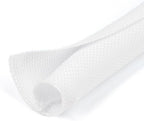 3/4 inch Split Braided Cable Management Sleeve for USB Cable Power Cord Audio Video Cable, Wire Loom Cord Protector from Cat Dog Chewing (White, 25FT)