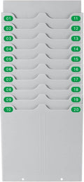 Flexzion Time Card Holder Wall Mount Expandable Time Clock Rack Double Row 20 Slot Rack Card Holder for 7 x 3.46-Inch Timesheets for Attendance Payroll Employee Assignment in Out Timecard Rack, Gray