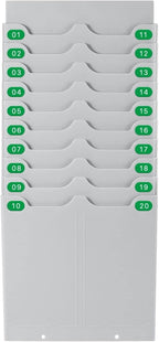 Flexzion Time Card Holder Wall Mount Expandable Time Clock Rack Double Row 20 Slot Rack Card Holder for 7 x 3.46-Inch Timesheets for Attendance Payroll Employee Assignment in Out Timecard Rack, Gray
