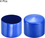 uxcell 4pcs Rubber End Caps 55mm(2 3/16") ID Vinyl Round Tube Bolt Cap Cover Screw Thread Protectors Blue, 40mm Height