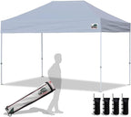 Eurmax USA 8'x12' Pop Up Canopy Tent Commercial Instant Canopies with Heavy Duty Roller Bag,Bonus 4 Sand Weights Bags (Grey)