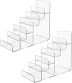Acrylic Wallet Display Stand Purse Handbag Organizer, Clear Jewelry Riser Display Stand Purse Display Rack, Acrylic Display Shelf for Cosmetic Perfume Jewelry Sunglasses Handbag (2 PCS-6 Tier)