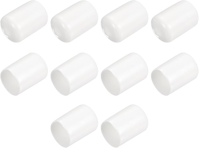 uxcell 10pcs Rubber End Caps 19mm(3/4") ID Vinyl Round End Cap Cover Screw Thread Protectors White