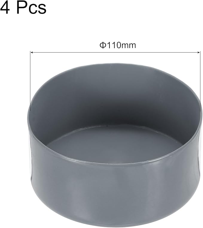 uxcell 4pcs Rubber End Caps 110mm(4 5/16 Inch) ID x 80mm(3 1/8 Inch) H Vinyl Round End Cap Cover Screw Thread Protectors Light Gray