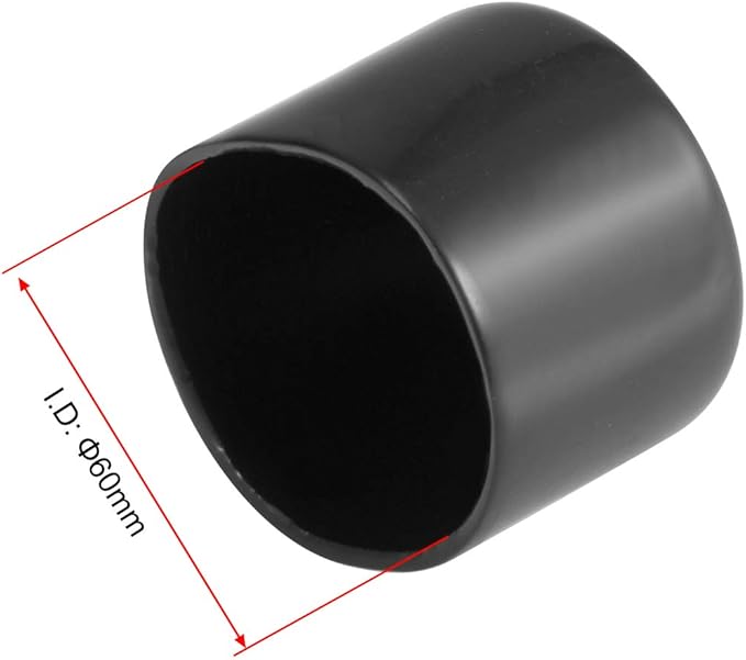 uxcell 4pcs Rubber End Caps 60mm ID Vinyl Round End Cap Cover Screw Thread Protectors Black, 40mm Height