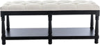 Kmax Storage Entryway Bench Tufted Shoe Rack Bench Black Wood Window Bench for Hallway Entrance Bedroom Corner, Beige