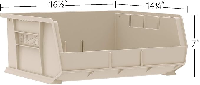 Akro-Mils 30250 AkroBins Plastic Storage Bins, Space-Saving Stackable Bins for Garage, Pantry, Craft Organization, 15" x 16" x 7", Clear, 6-Pack