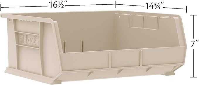 Akro-Mils 30250 AkroBins Plastic Storage Bins, Space-Saving Stackable Bins for Garage, Pantry, Craft Organization, 15-Inch x 16-Inch x 7-Inch, Blue, 6-Pack