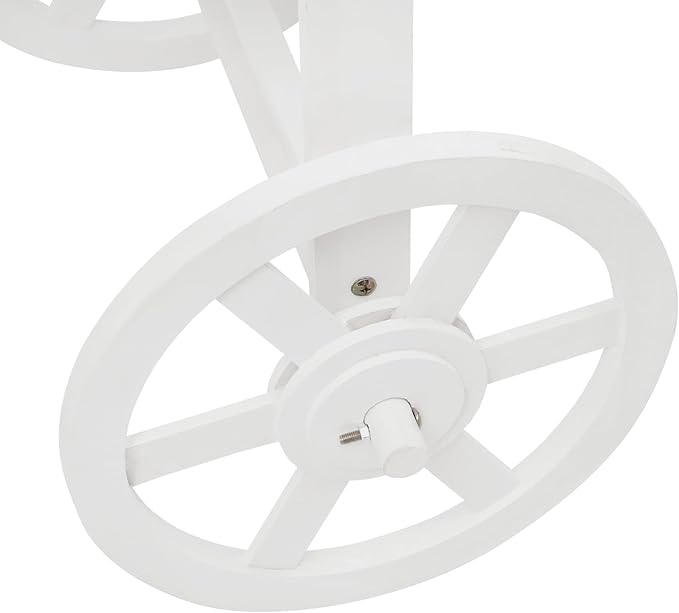 Flower Display Stand with Blackboard, 2 Tier Flower Cart Display Rack, Plant Holder Display with Decoration Wheels, Heavy Duty Moving Flower Rack for Patio Garden Living Room Florist(White)