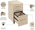Bush Business Furniture Hustle 3 Drawer Rolling File Cabinet in Natural Elm, Mobile Document Storage for Home and Professional Office
