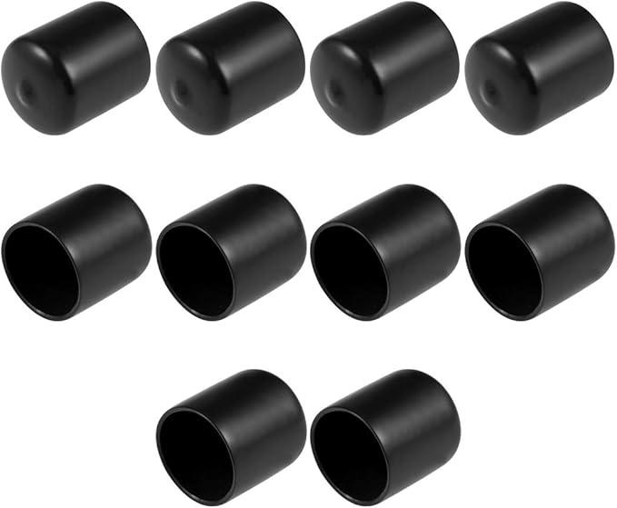 uxcell 10pcs Rubber End Caps 30mm ID Vinyl Round End Cap Cover Screw Thread Protectors Black