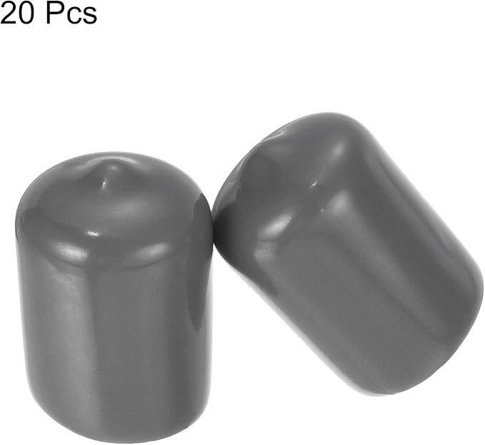 uxcell 20pcs Rubber End Caps 15mm ID Vinyl PVC Round Tube Bolt Cap Cover Screw Thread Protectors Dark Grey