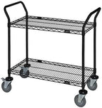 Omega 2 Tier Heavy Duty Rolling Utility Carts with Wheels and Handle Bar, NSF Certified 1200LBS, Commercial Serving Storage Cart for Warehouse Garage Kitchen, 18" Deep x 30" Wide x 39" High, Black