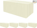 HolidayIdeas Fitted Table Covers - 96 x 30 Inch - Butter Cream 4 Pack Rectangle Tablecloths for 8 Foot Folding Tables, Parties, Holiday Dinner, Wedding, Trade Show
