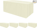 HolidayIdeas Fitted Table Covers for 6 Foot Tables - 72 x 30 Inch - 4 Pack Rectangle Butter Cream Tableclothes Fabric Tablecloth for Folding Table, Parties, Holiday Dinner, Wedding, Trade Show