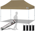 Eurmax USA 10'x15' Pop Up Canopy Tent Commercial Instant Canopies with Heavy Duty Roller Bag,Bonus 4 Sand Weights Bags (Khaki)