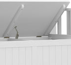 SIMPLIHOME Acadian Entryway Storage Bench - 36 inch Wide Solid Wood Small Hallway Seat in White, Transitional Bench for Mudroom or Entryway with Lift-Up Lid, 2 Compartments and Slatted Backrest