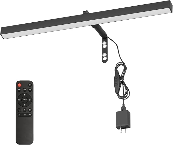 Plug in Picture Lights for Wall, 16 inch Dimmable LED Art Light with Remote, 3 Colour Temperature Gallery Painting Wall Light for Picture Display Dartboard Art Work (Black)