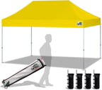 Eurmax USA 10'x15' Pop Up Canopy Tent Commercial Instant Canopies with Heavy Duty Roller Bag,Bonus 4 Sand Weights Bags (Yellow)