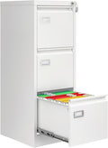 3 Drawer File Cabinet with Lock, Metal Filing Cabinets for Home Office, Vertical White Locking File Caninet, Steel Narrow Three Drawer File Cabnet for Letter/Legal / A4 / B4- Assembly Required