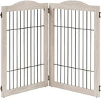 unipaws 44" Wide Dog Gate and Extension Kit, Free Standing Pet Gate, Wooden Dog Gates for Stairs, Doorway, Indoor Safety Fence for Dogs, 31.5" Height, Weathered Grey