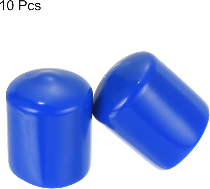uxcell 10pcs Rubber End Caps 27mm ID Vinyl Round Tube Bolt Cap Cover Screw Thread Protectors Blue