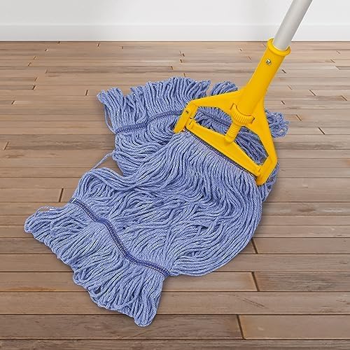 6 Pack Heavy Mop Replace Head，mop Head Replacement,Commercial mop Heads,Reusable Mop Head Refills-Replacement Mop Heads SuitableWet Industrial Blue Cotton Looped End String Head Refill (Blue)