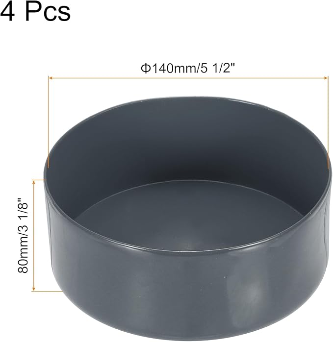 uxcell 4pcs Rubber End Caps 140mm(5 1/2 Inch) ID x 80mm(3 1/8 Inch) H Vinyl Round End Cap Cover Screw Thread Protectors Dark Grey