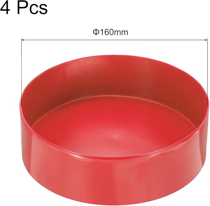 uxcell 4pcs Rubber End Caps 160mm(6.3 Inch) ID Vinyl Round End Cap Cover Screw Thread Protectors Red, 50mm Height