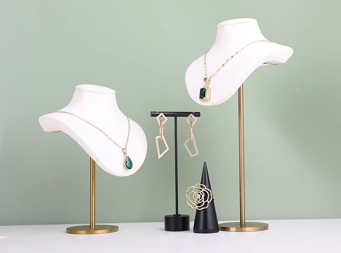 GemeShou Black Metal T Shape Earring Display holders, Earring T Stand for Show, T Bar Jewelry Stand for Online Store Photography【Black-Round Base Height 5.3"】